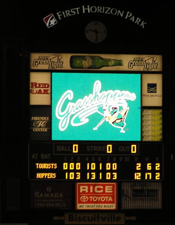 A very Dark picture of the scoreboard - Greensboro